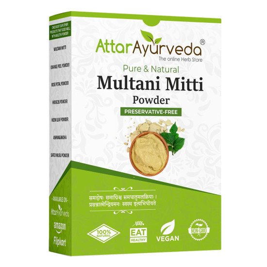 Attar Ayurveda Multani Mitti (Fuller Earth) Powder for face and hair pack - 200g