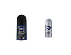 Nivea Deodorant Roll On for Men, Deep Impact Freshness, 50ml and Deodorant Roll On for Men, Silver Protect, 50ml