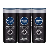 Nivea Men Active Clean Shower Gel, 250ml (Pack of 3)
