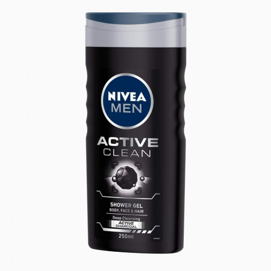 Nivea Men Active Clean Shower Gel, 250ml (Pack of 3)