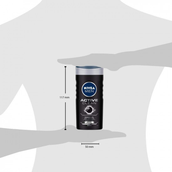 Nivea Men Active Clean Shower Gel, 250ml (Pack of 3)