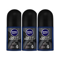 Nivea MEN Deep Impact Freshness Deodorant Roll-On, for Men, 50ml (Pack of 3)