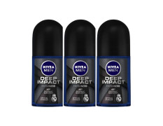 Nivea MEN Deep Impact Freshness Deodorant Roll-On, for Men, 50ml (Pack of 3)