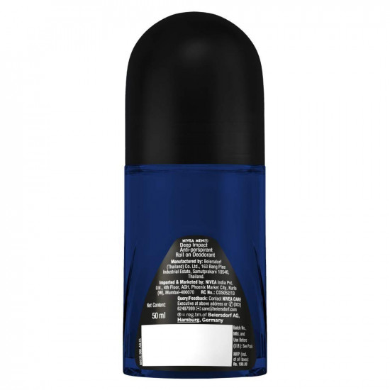 Nivea MEN Deep Impact Freshness Deodorant Roll-On, for Men, 50ml (Pack of 3)