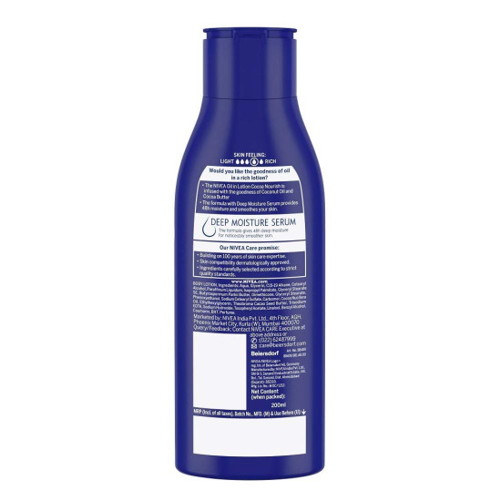 Nivea Cocoa Nourish Oil In Lotion, Pack of 3 (200ml, Dry Skin)