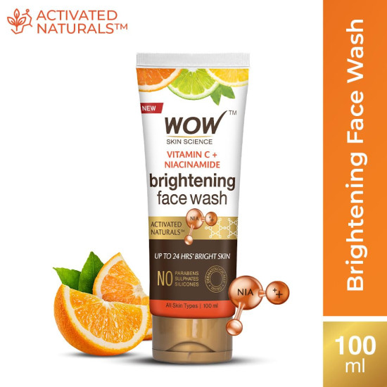 WOW Skin Science Brightening Vitamin C & Niacinamide Face Wash | For Brighter Glow | Paraben & Sulphates Free | Face Wash for Women & Men | 100 ml