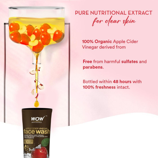 WOW Skin Science Apple Cider Vinegar Foaming Face Wash | Deep Cleansing | For Oily Skin | Fresh, Clear Skin | For Acne & Pimples | Paraben & Sulphates Free| Face Wash for Women & Men | 100 ml