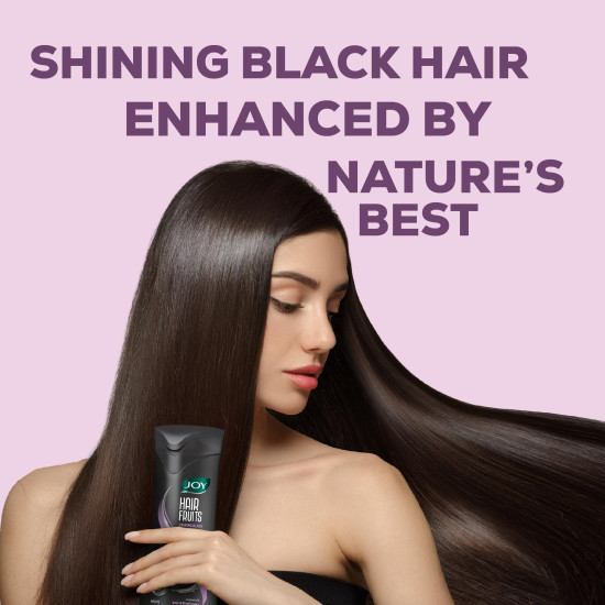 Joy Shining Black Hair Shampoo with Amla & Black Grapes (340ml x 2) | Controls Hair Fall & Stimulates Hair Growth | Paraben Free | For Men & Women