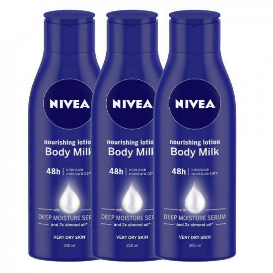 Nivea Nourishing Lotion Body Milk, 200ml (Pack of 3), Dry Skin