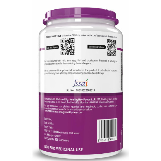 HealthyHey Nutrition Magnesium Citrate-120 Vegetable Capsules