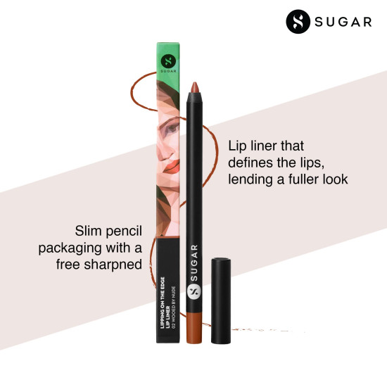 SUGAR Cosmetics Lipping On The Edge Matte Lip Liner | Lasts Upto 10Hrs | Waterproof | 1.2Gm - 02 Wooed By Nude (Peach Nude)