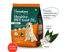 Himalaya Healthy PET Food for Adult Dogs | Meat & Rice | 3kg | Complete & Balanced Nutrition with Mountain Knot Grass, Tree of Heaven & Guduchi