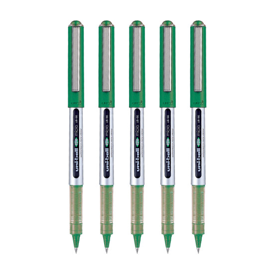 uni-ball Eye UB150 0.5mm Roller Ball Pen | Green Ink, Pack of 5