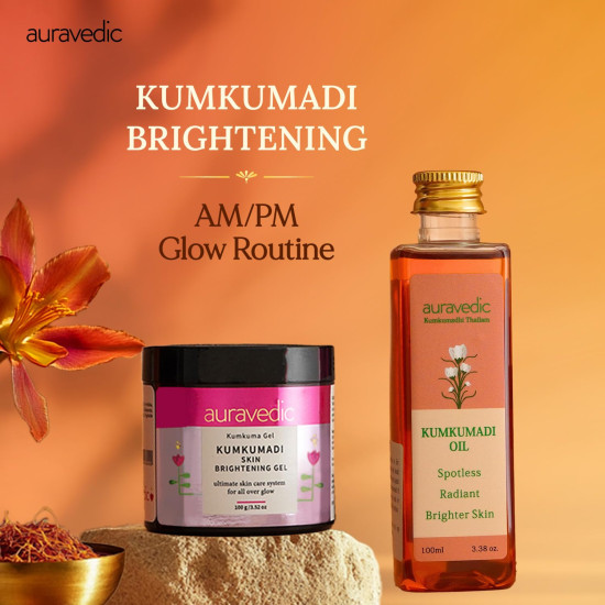 Auravedic Kumkumadi Brightening Gel And Kumkumadi Tailam Kumkumadi Face Oil For Glowing Skin Kumkumadi Gel 100 Gms With Kumkumadi Oil 100 ml Day And Night Combo