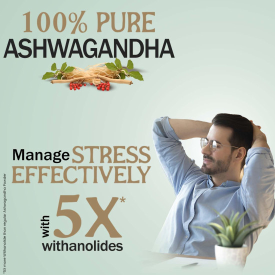 Zandu Ashwagandha 60 Veg Caps | 100% Pure Ashwagandha Root Extract | Scientifically Proven for Stress Relief With 5X Withanolide*| Boosts Immunity & Stamina | Rejuvenates Mind & Body| No Preservatives