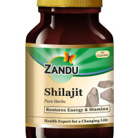 Zandu Shilajit Capsules (60 Caps) Infused with Goodness of Natural Shilajit Extracts for Enhanced Energy & Strength in Men, Manages Stress, Immunity Booster