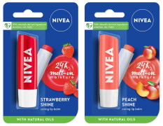 NIVEA Lip Balm, Fruity Strawberry Shine, 4.8g And NIVEA Lip Balm, Fruity Peach Shine, 4.8g