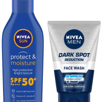 Nivea Men Face Wash, Dark Spot Reduction, 100g & Sun, Moisturising Lotion, SPF 50, 125ml