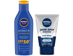 Nivea Men Face Wash, Dark Spot Reduction, 100g & Sun, Moisturising Lotion, SPF 50, 125ml