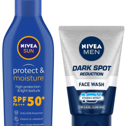 Nivea Men Face Wash, Dark Spot Reduction, 100g & Sun, Moisturising Lotion, SPF 50, 125ml