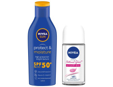 Nivea Deodorant Roll On, Whitening Smooth Skin For Women, 50ml & Sun, Moisturising Lotion, SPF 50, 125ml