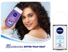 Nivea Deodorant Roll On, Fresh Natural for Unisex, 50ml And Shower Gel, Power Fruit Fresh Body Wash for Unisex, 250ml