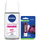 Nivea Deodorant Roll-On For Women, Whitening Smooth Skin, 50ml & Lip Balm, Fruity Blackberry Shine For Women, 4.8g