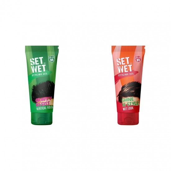 Set Wet Hair Gel Vertical Hold (100ml Tube) & Hair Gel Wet Look (50ml Tube) Combo