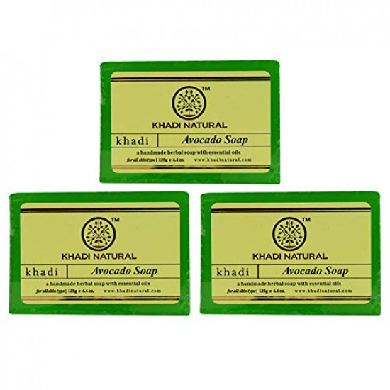 KHADI NATURAL Herbal Avocado Soap, 125 g (Pack of 3)