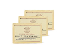 KHADI NATURAL Herbal Musk Soap (White), 125 g (Pack of 3)