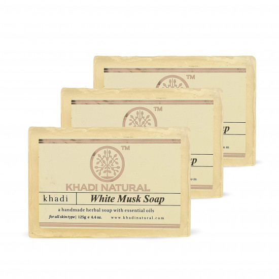 KHADI NATURAL Herbal Musk Soap (White), 125 g (Pack of 3)