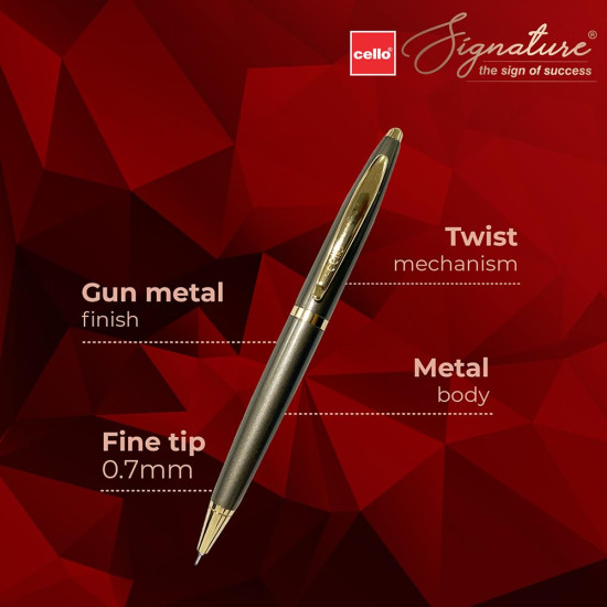 Cello Signature Pen, Premium Metal Ball Pens for Office Use, Corporate Gifting, Stylish Diwali & Rakhi Set, Gifts for Men and Women, Blue Ink, Pack Of 1