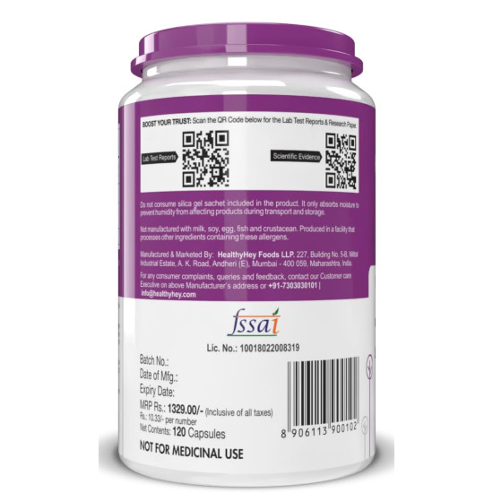 Healthyhey Nutrition N-Acetyl L-Cysteine (NAC) - Non-GMO - Gluten Free -Pack of 120 Veg. Capsules