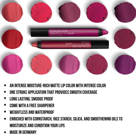 Colorbar Matte me as I am Lipcolor-Sabotage, Red, 2.8 g | Moisturize and condition lips| Long Lasting| Waterproof and Smudge-proof Colorbar Matte me as I am Lipcolor-Sabotage, Red, 2.8 g | Moisturize and condition lips| Long Lasting| Waterproof and Smudge-proof