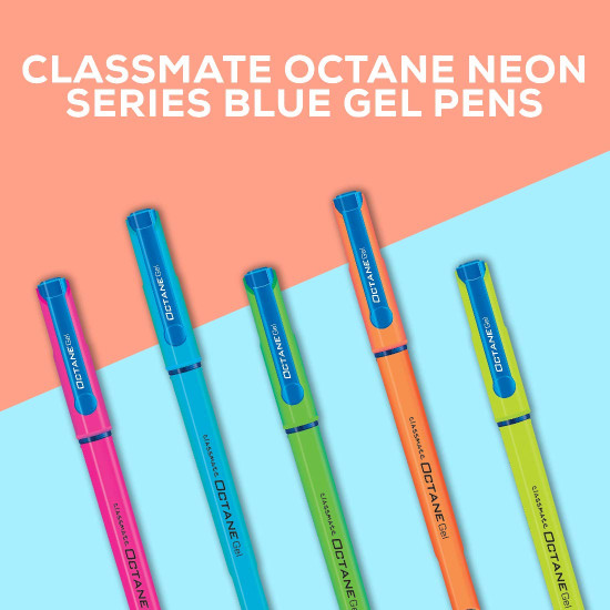Classmate Octane Neon Gel 25s Jar- 25 Blue Gel Pens| Smooth Writing Pens| Water-proof Ink For Smudge-free Writing| Preferred By Students For Exam & Class Notes| Study At Home Essentials