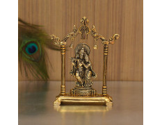 Collectible India Metal Gold Plated Radha Krishna Idol Sculpture Statue Figurine Decorative Showpiece for Janmashtami Home Decoration Temple and Gift (Size 7 x 5 Inches) (1 Pieces)