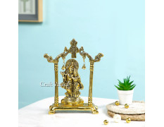 Collectible India Metal Gold Plated Radha Krishna Idol Sculpture Statue Figurine Decorative Showpiece for Janmashtami Home Decoration Temple and Gift (Size 7 x 5 Inches) (1 Pieces)