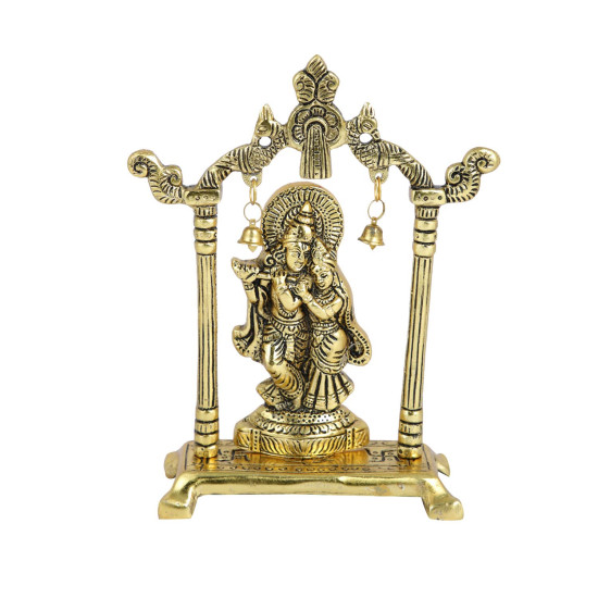 Collectible India Metal Gold Plated Radha Krishna Idol Sculpture Statue Figurine Decorative Showpiece for Janmashtami Home Decoration Temple and Gift (Size 7 x 5 Inches) (1 Pieces) Collectible India Metal Gold Plated Radha Krishna Idol Sculpture Statue Figurine Decorative Showpiece for Janmashtami Home Decoration Temple and Gift (Size 7 x 5 Inches) (1 Pieces)