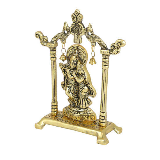 Collectible India Metal Gold Plated Radha Krishna Idol Sculpture Statue Figurine Decorative Showpiece for Janmashtami Home Decoration Temple and Gift (Size 7 x 5 Inches) (1 Pieces) Collectible India Metal Gold Plated Radha Krishna Idol Sculpture Statue Figurine Decorative Showpiece for Janmashtami Home Decoration Temple and Gift (Size 7 x 5 Inches) (1 Pieces)
