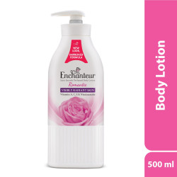 Enchanteur Romantic Perfumed Body Lotion, 500ml | With Vitamin A, C, E & Niacinamide | Fast Absorbing, Hydrating, Water Based, Non-Greasy, Floral French Fragrance for Silky Smooth Skin