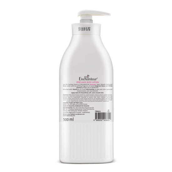 Enchanteur Romantic Perfumed Body Lotion, 500ml | With Vitamin A, C, E & Niacinamide | Fast Absorbing, Hydrating, Water Based, Non-Greasy, Floral French Fragrance for Silky Smooth Skin Enchanteur Romantic Perfumed Body Lotion, 500ml | With Vitamin A, C, E & Niacinamide | Fast Absorbing, Hydrating, Water Based, Non-Greasy, Floral French Fragrance for Silky Smooth Skin
