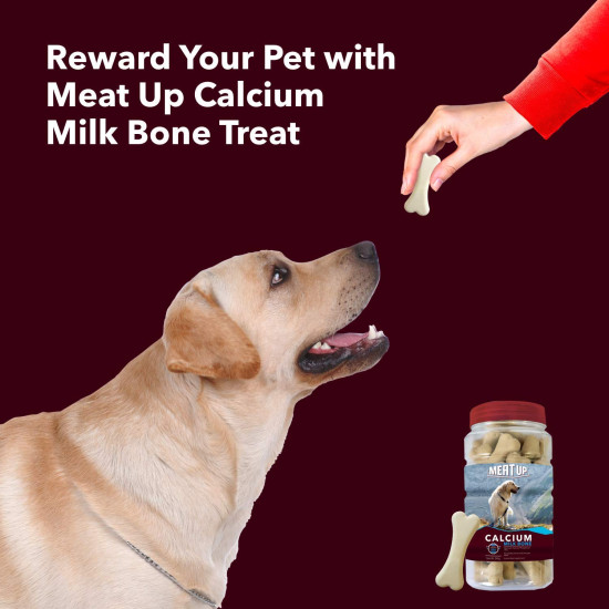 Meat Up Calcium Bone Supplement Dog Treats (240g + 240g) 480g | Pack of 30 Pieces | Supports Strong Gums & Jaws | Helps Maintain Clean Teeth | 100% Digestible & Safe