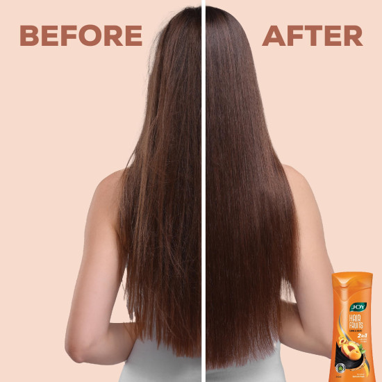 Joy Apricot & Peach Conditioning Shampoo for Growing Long & Silky Hair (340ml x 2)| Boosts Hair Growth, Makes Hair Soft & Silky | Free from Harsh Chemicals & Paraben