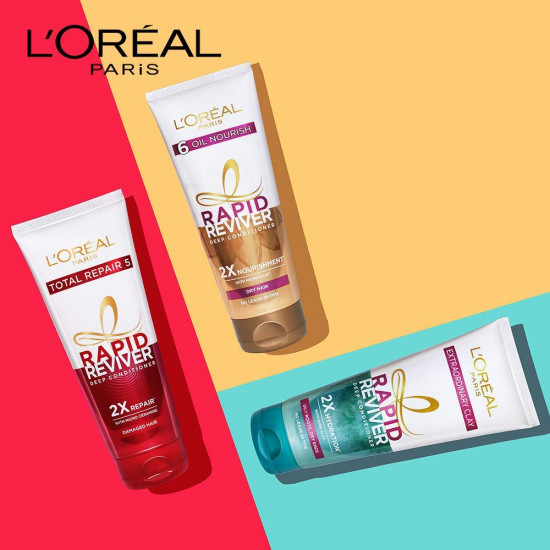 L'Oreal Paris Deep Conditioner, With Micro-Oils, Deeply Nourishes Dry Hair, No-Leave In Time, Rapid Reviver 6 Oil Nourish, 180ml