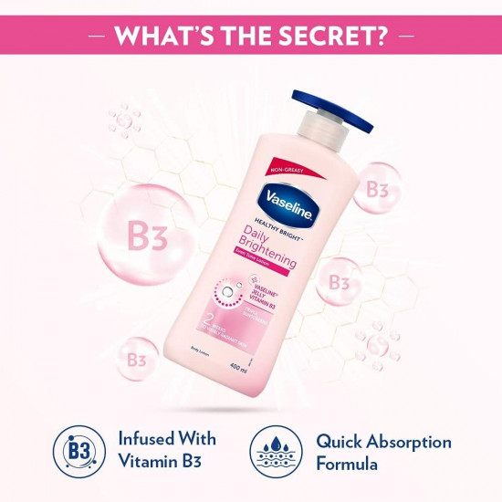 Vaseline Healthy Bright Body Lotion 400ml, Daily Brightening Body Moisturizer with Sunscreen for Dry Skin, Lotion for Non-Greasy Glowing Skin