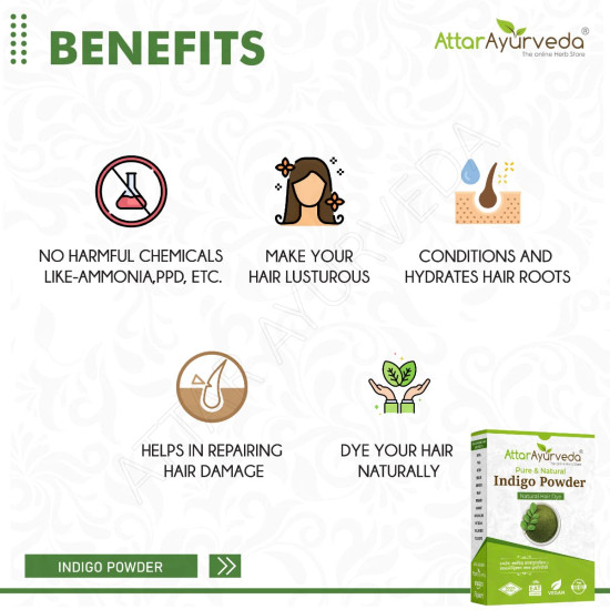 Attar Ayurveda Indigo Powder for black Hair (200 grams)