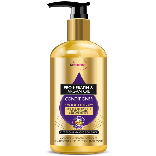 St.Botanica Pro Keratin and Argan Oil Smooth Therapy Conditioner 300 ml with Pro Keratin & Argan Oil For Smooth & Frizz Free Hair | No Parabens & Sulphates | Vegan & Cruelty Free