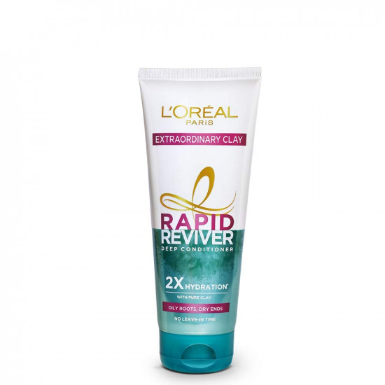 L'Oreal Paris Deep Conditioner, Rebalancing & Hydrating, For Oily Roots & Dry Ends, Extraordinary Clay Rapid Reviver, 180ml