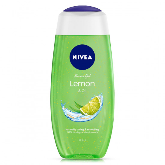 NIVEA Lemon and oil 125 ml Body Wash| Shower Gel with Scent of Lemon and Care Oil | Pure Glycerin for Instant Soft & Summer Fresh Skin|Microplastic Free |Clean, Healthy & Moisturized Skin