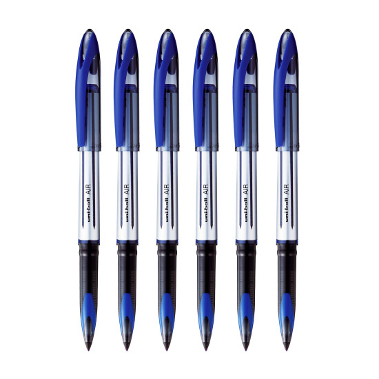 uni-ball Air UBA188L 0.7mm Roller Ball Pen | Blue Body, Blue Ink, Pack of 6